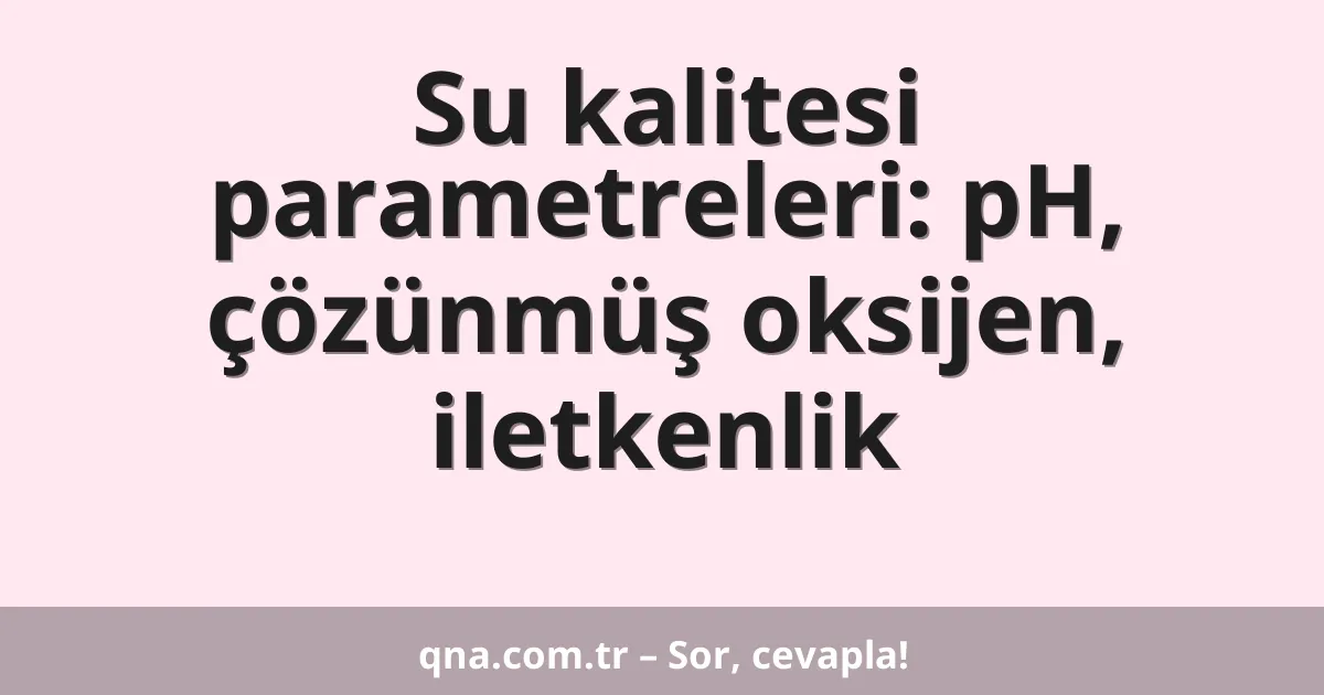 Su kalitesi parametreleri: pH, çözünmüş oksijen, iletkenlik