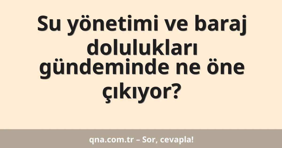 Su yönetimi ve baraj dolulukları gündeminde ne öne çıkıyor?