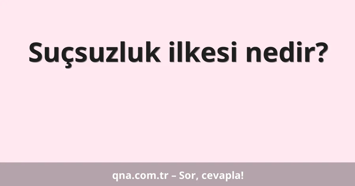 Suçsuzluk ilkesi nedir?