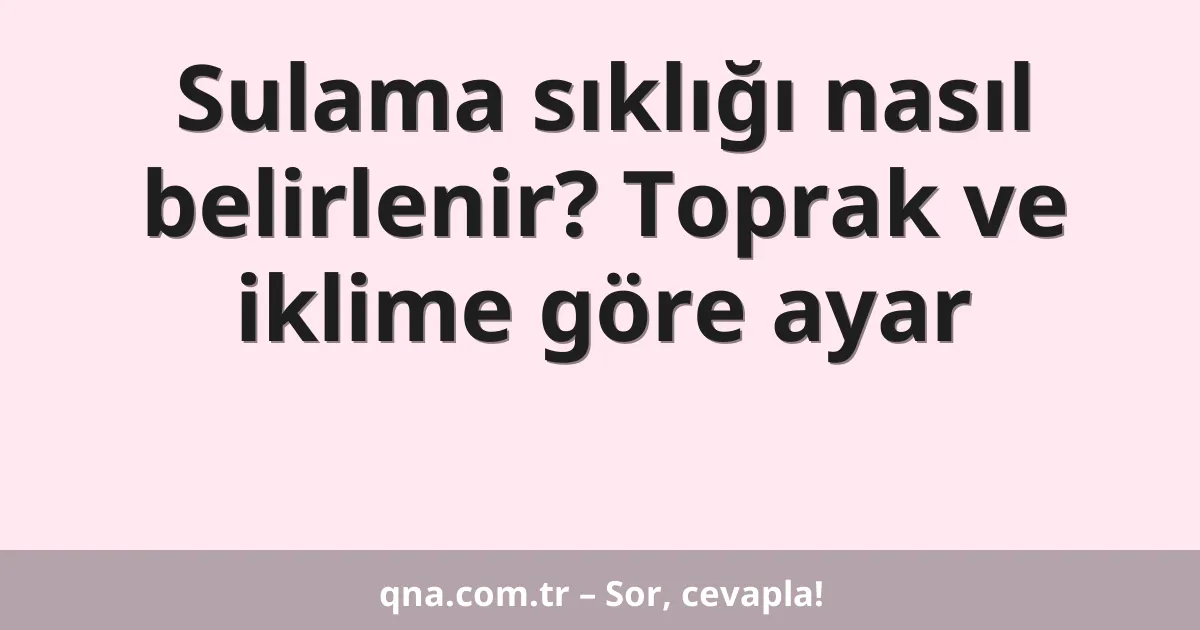 Sulama sıklığı nasıl belirlenir? Toprak ve iklime göre ayar