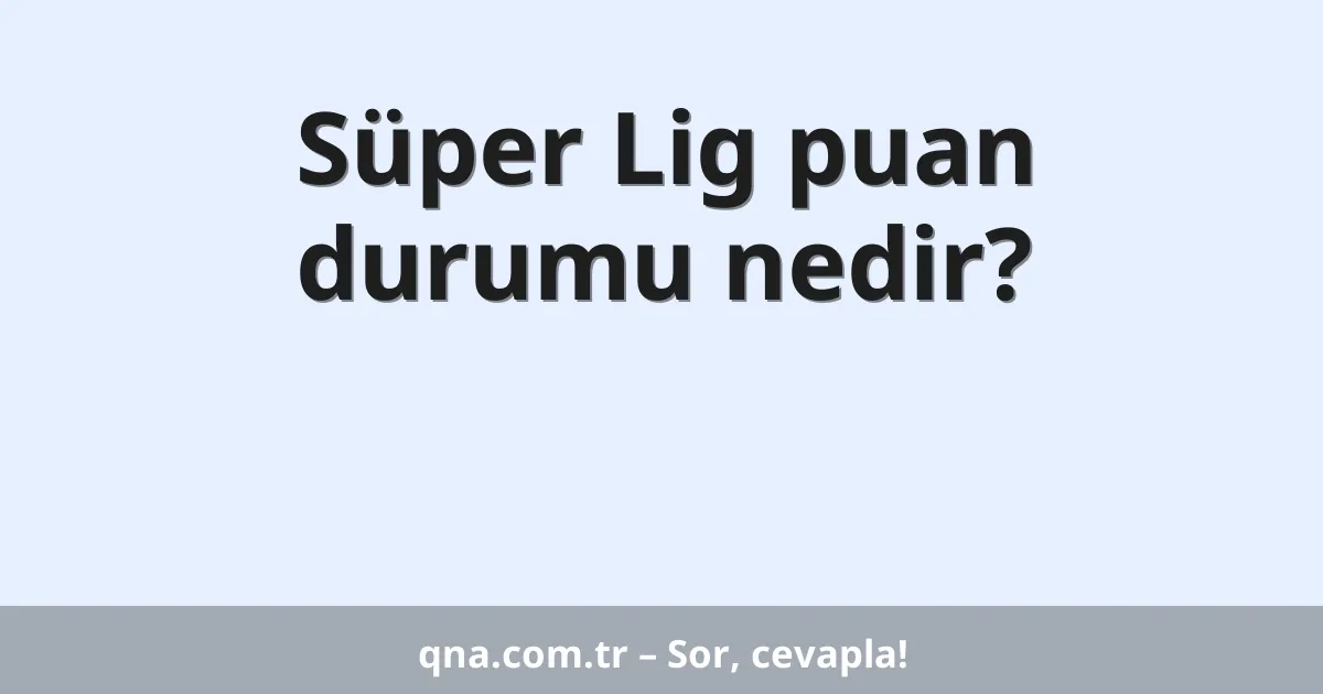 Süper Lig puan durumu nedir?