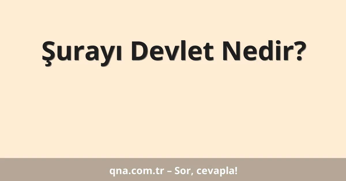 Şurayı Devlet Nedir?