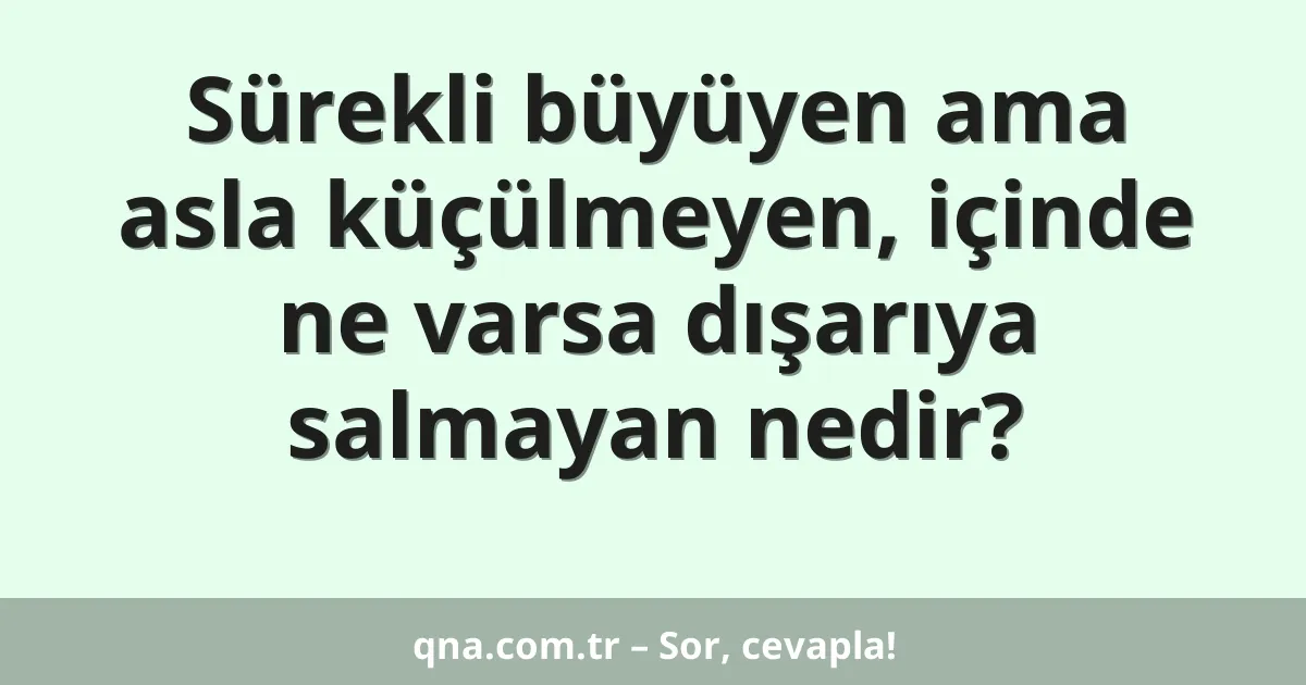 Sürekli büyüyen ama asla küçülmeyen, içinde ne varsa dışarıya salmayan nedir?