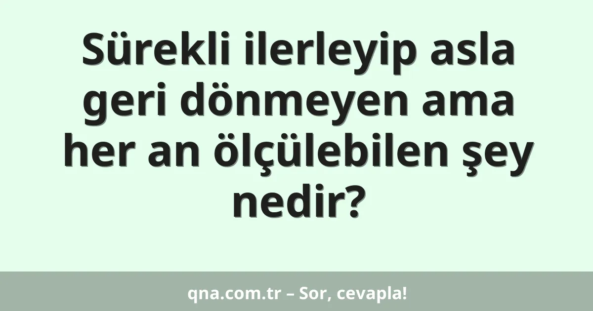 Sürekli ilerleyip asla geri dönmeyen ama her an ölçülebilen şey nedir?