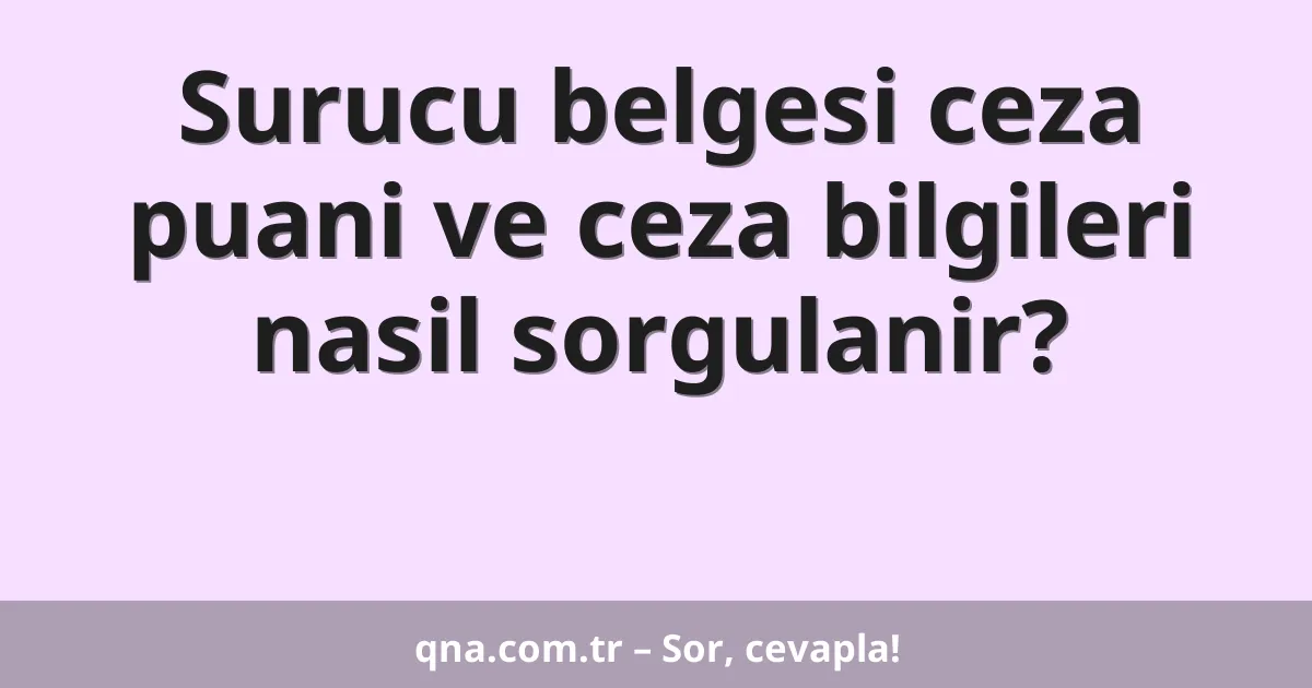 Surucu belgesi ceza puani ve ceza bilgileri nasil sorgulanir?