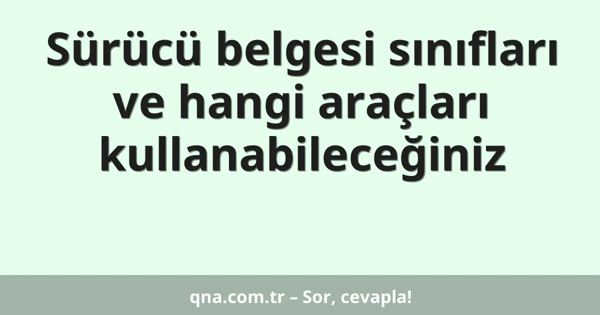 Sürücü belgesi sınıfları ve hangi araçları kullanabileceğiniz