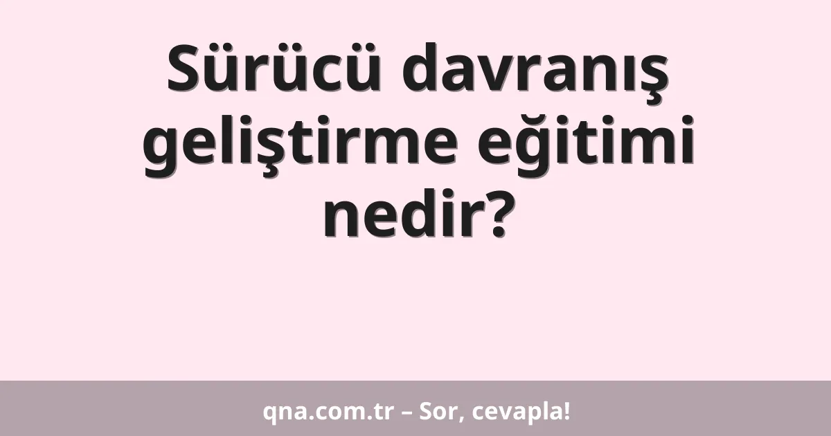 Sürücü davranış geliştirme eğitimi nedir?