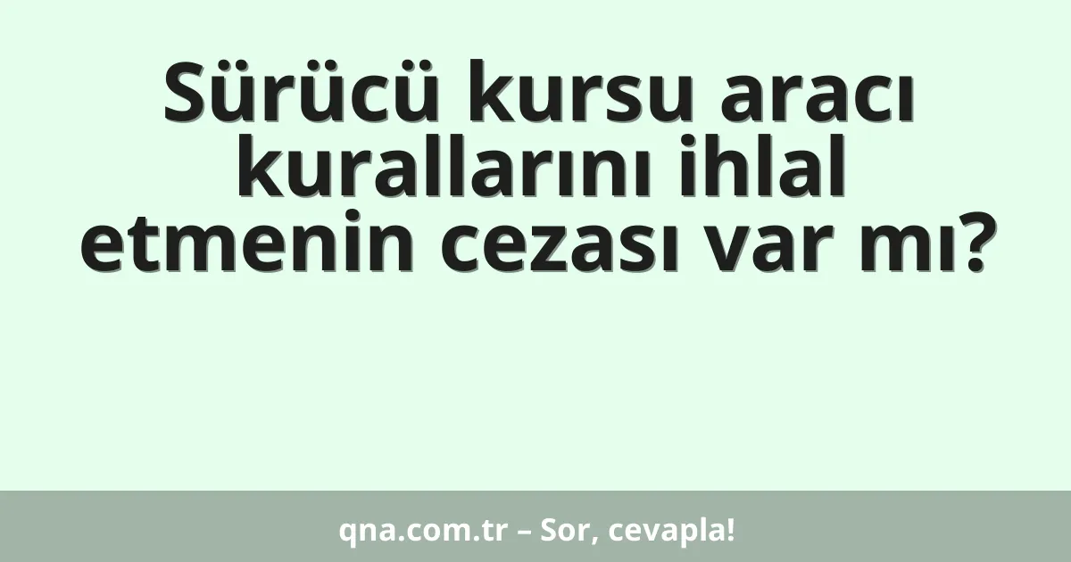 Sürücü kursu aracı kurallarını ihlal etmenin cezası var mı?