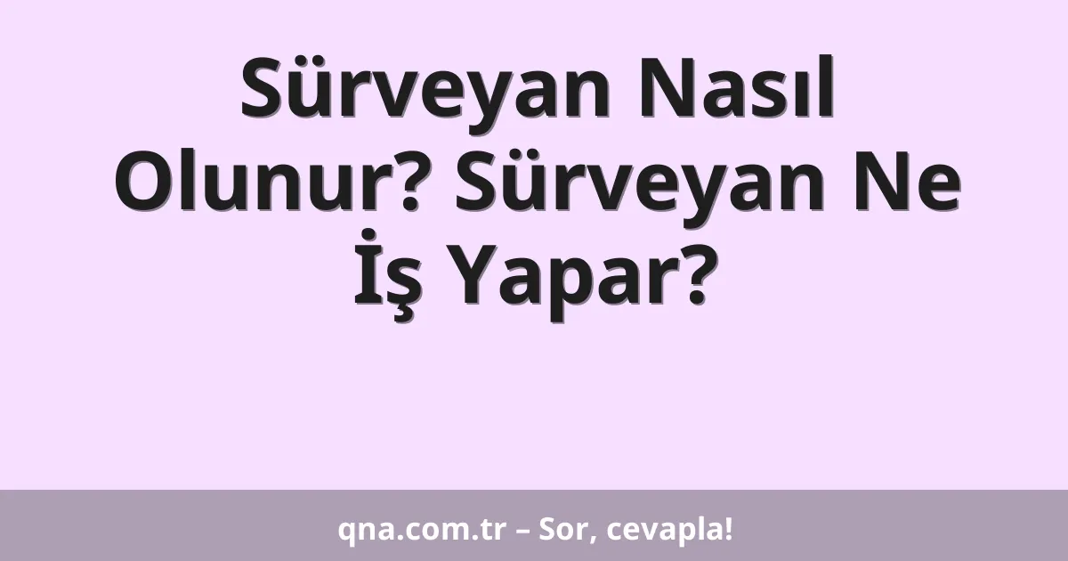 Sürveyan Nasıl Olunur? Sürveyan Ne İş Yapar?