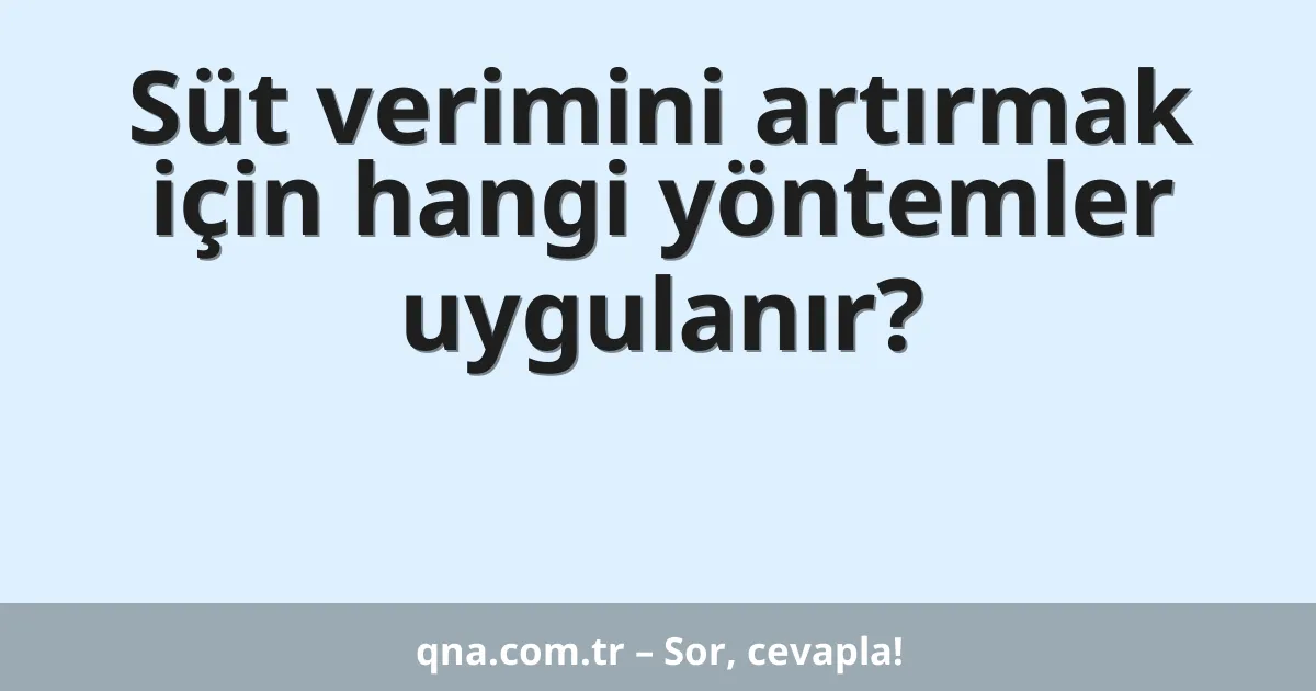 Süt verimini artırmak için hangi yöntemler uygulanır?