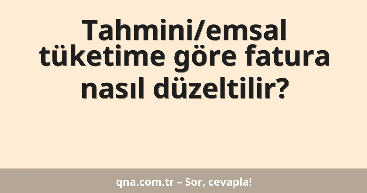 Tahmini/emsal tüketime göre fatura nasıl düzeltilir?