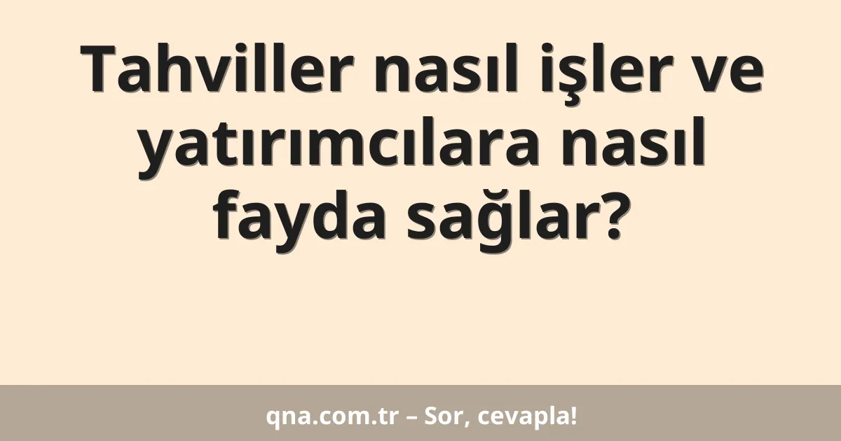 Tahviller nasıl işler ve yatırımcılara nasıl fayda sağlar?
