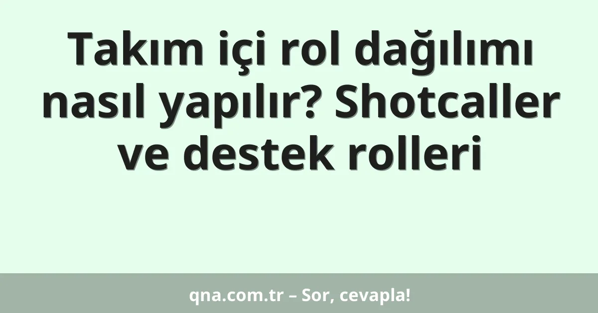 Takım içi rol dağılımı nasıl yapılır? Shotcaller ve destek rolleri