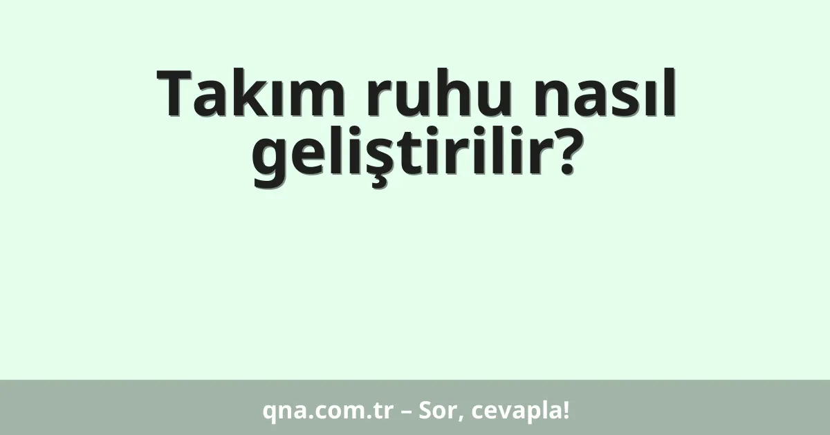 Takım ruhu nasıl geliştirilir?