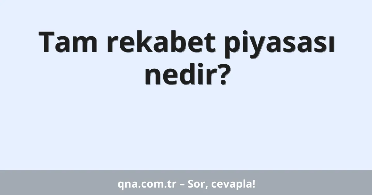 Tam rekabet piyasası nedir?