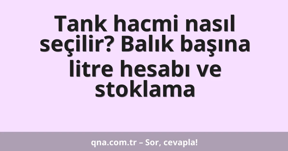 Tank hacmi nasıl seçilir? Balık başına litre hesabı ve stoklama