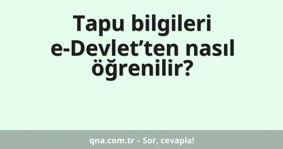 Tapu bilgileri e-Devlet’ten nasıl öğrenilir?