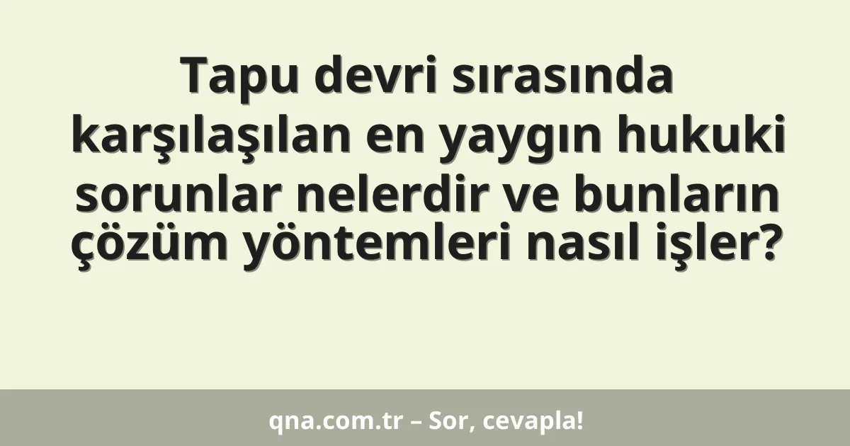Tapu devri sırasında karşılaşılan en yaygın hukuki sorunlar nelerdir ve bunların çözüm yöntemleri nasıl işler?