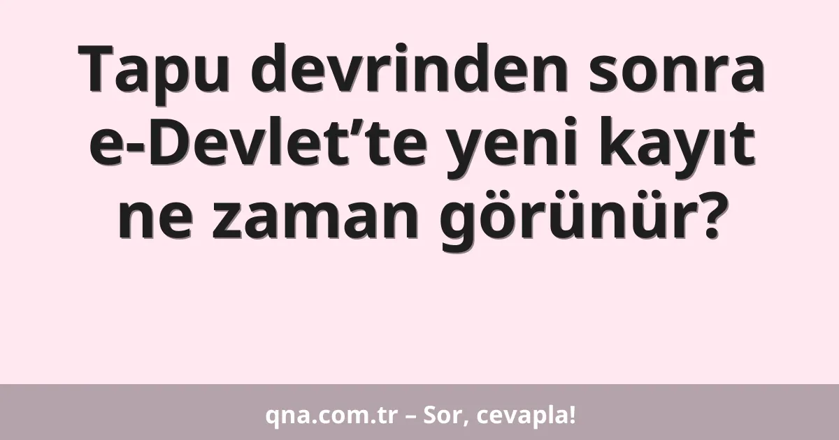 Tapu devrinden sonra e-Devlet’te yeni kayıt ne zaman görünür?