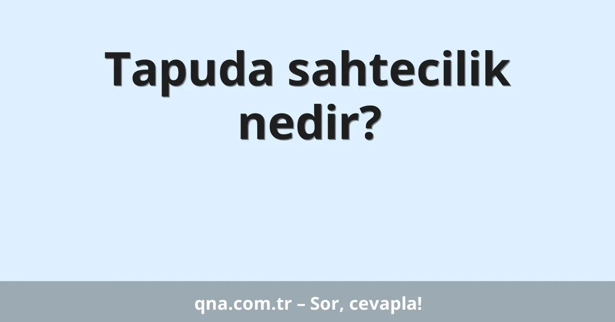 Tapuda sahtecilik nedir?