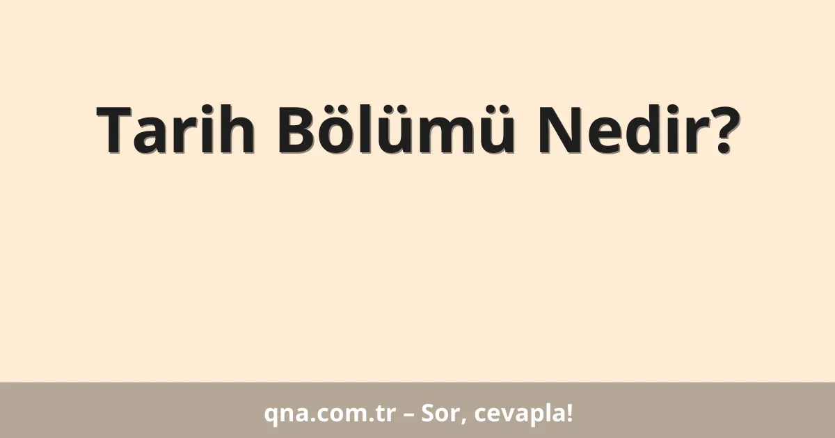 Tarih Bölümü Nedir?