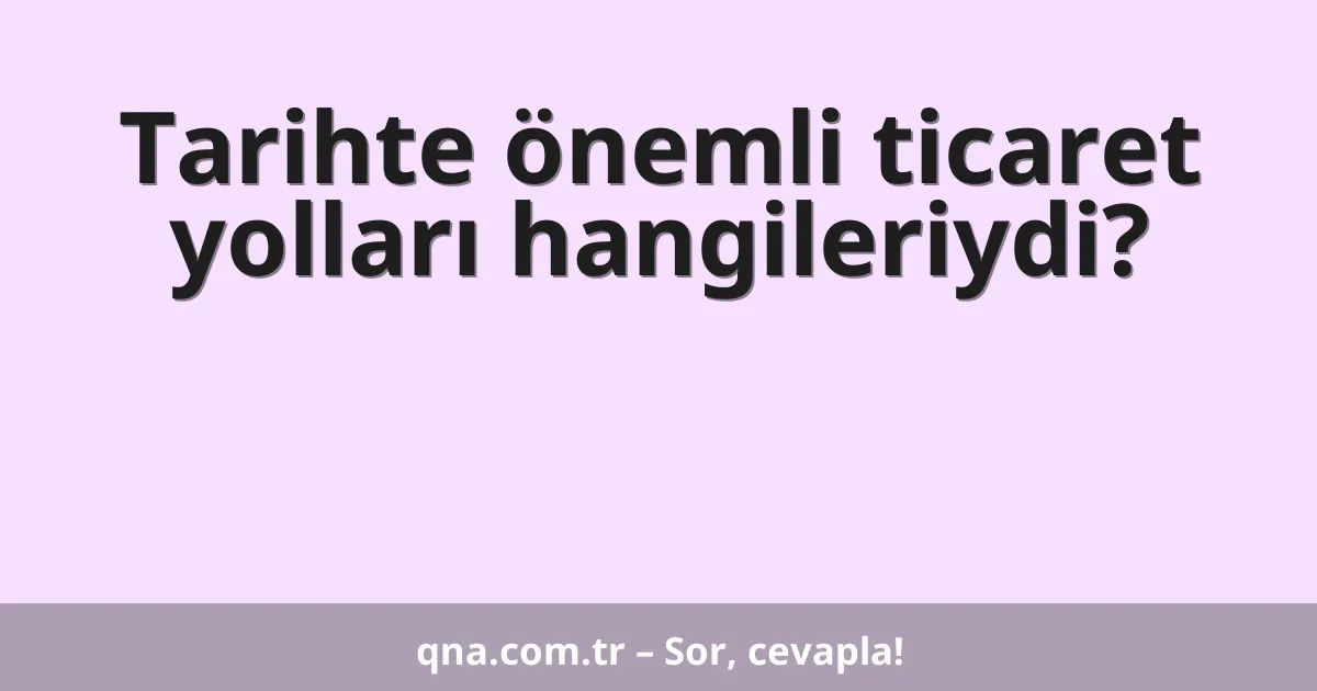 Tarihte önemli ticaret yolları hangileriydi?