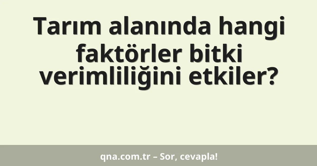 Tarım alanında hangi faktörler bitki verimliliğini etkiler?