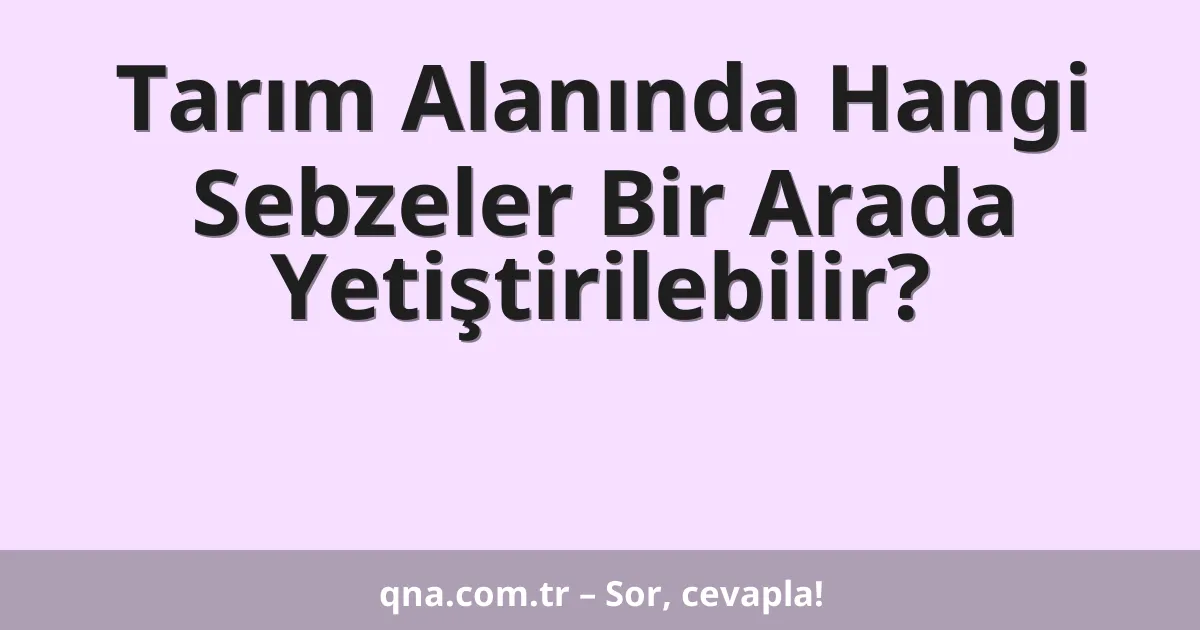 Tarım Alanında Hangi Sebzeler Bir Arada Yetiştirilebilir?