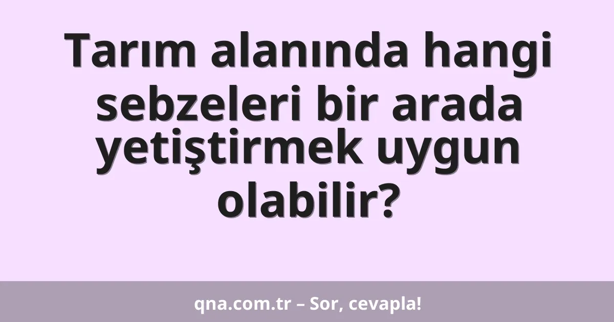 Tarım alanında hangi sebzeleri bir arada yetiştirmek uygun olabilir?