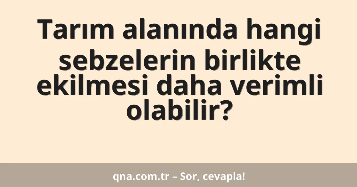 Tarım alanında hangi sebzelerin birlikte ekilmesi daha verimli olabilir?