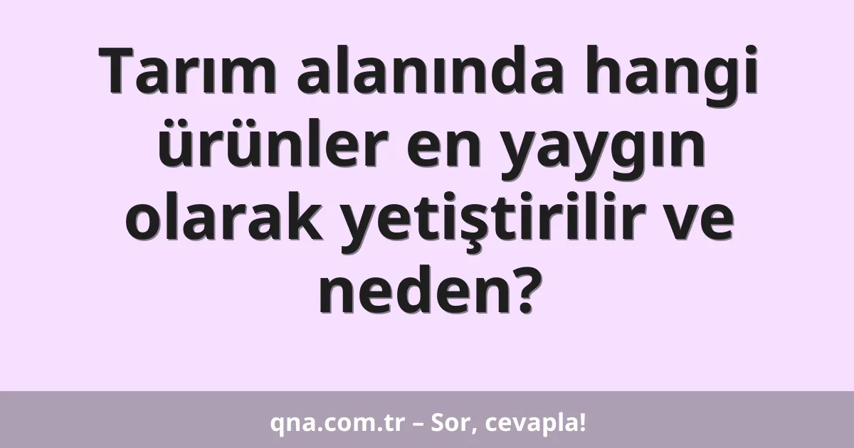 Tarım alanında hangi ürünler en yaygın olarak yetiştirilir ve neden?