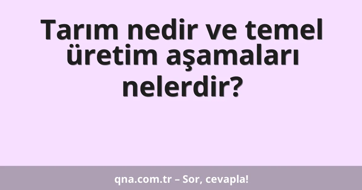 Tarım nedir ve temel üretim aşamaları nelerdir?