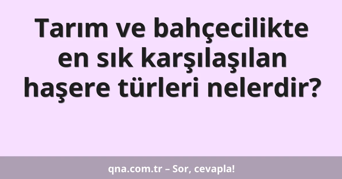 Tarım ve bahçecilikte en sık karşılaşılan haşere türleri nelerdir?