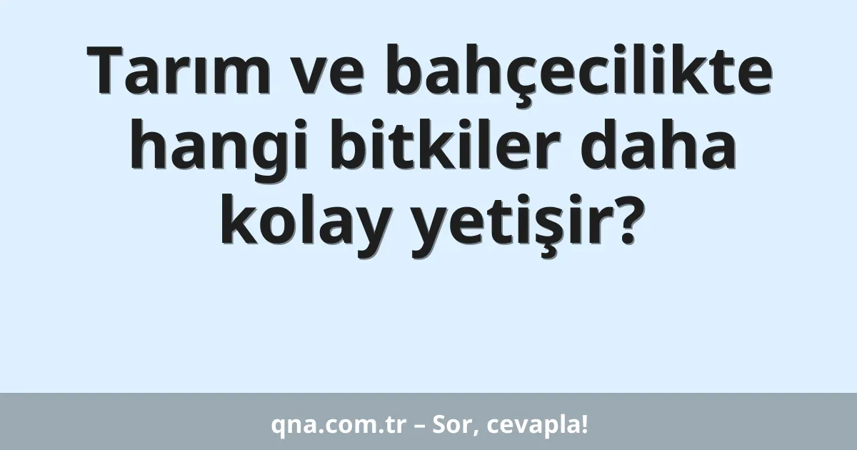 Tarım ve bahçecilikte hangi bitkiler daha kolay yetişir?