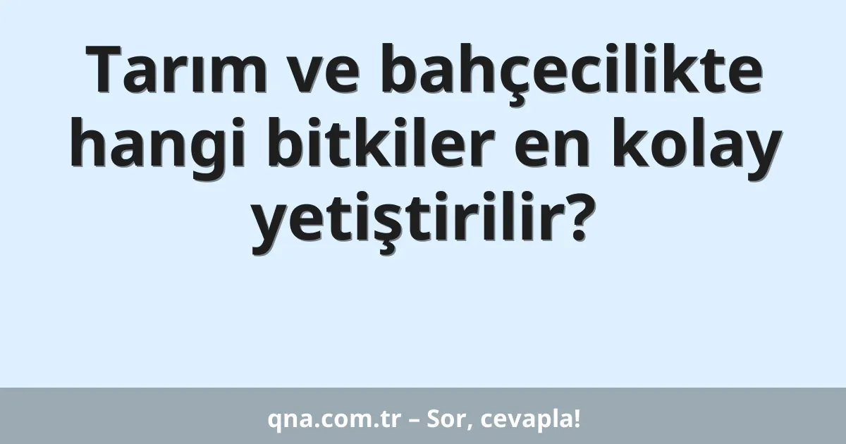 Tarım ve bahçecilikte hangi bitkiler en kolay yetiştirilir?