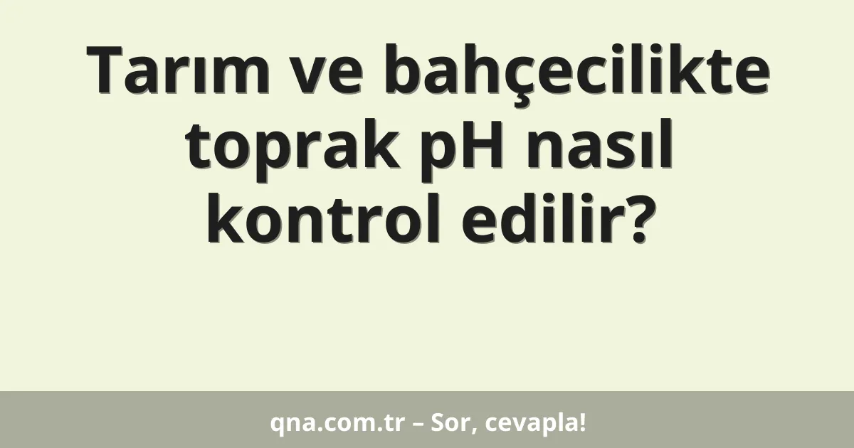 Tarım ve bahçecilikte toprak pH nasıl kontrol edilir?