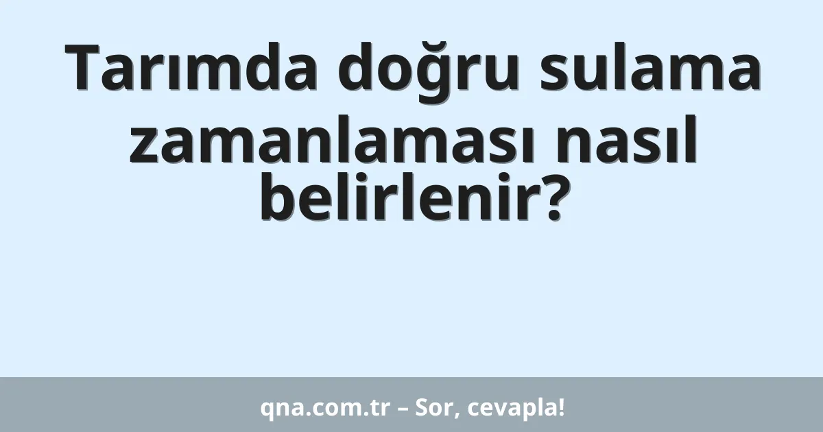 Tarımda doğru sulama zamanlaması nasıl belirlenir?