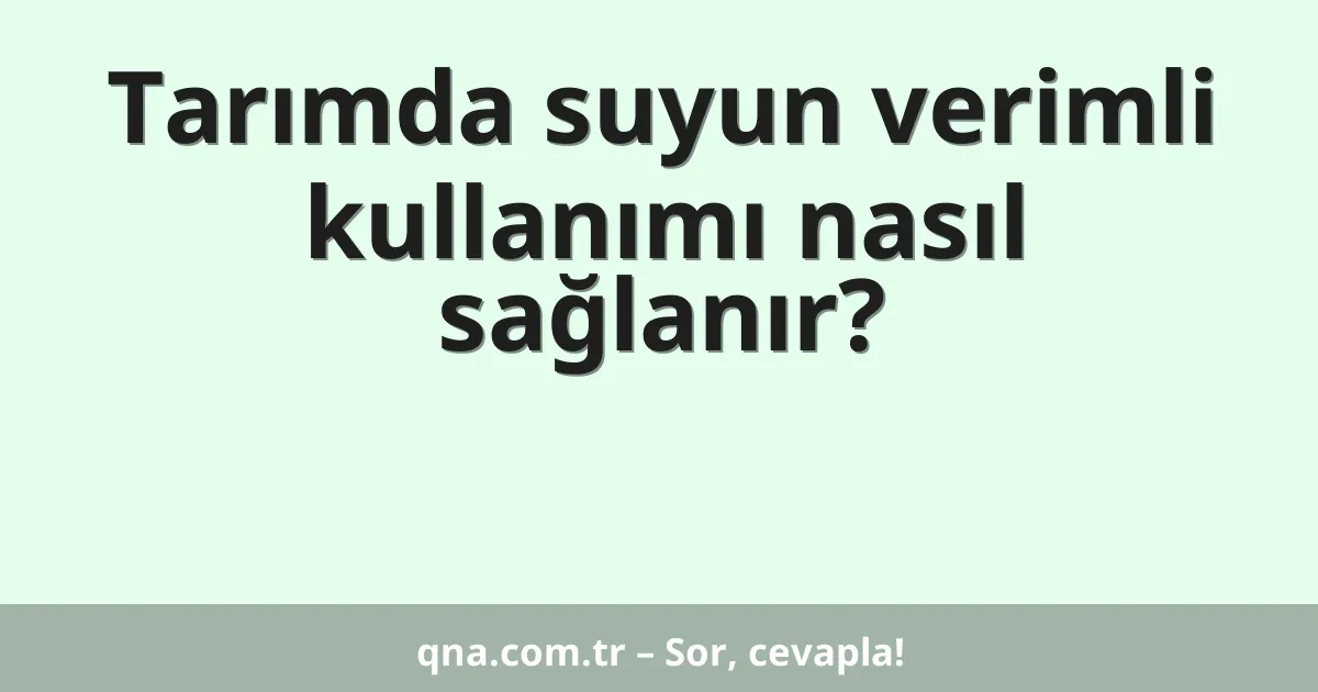 Tarımda suyun verimli kullanımı nasıl sağlanır?