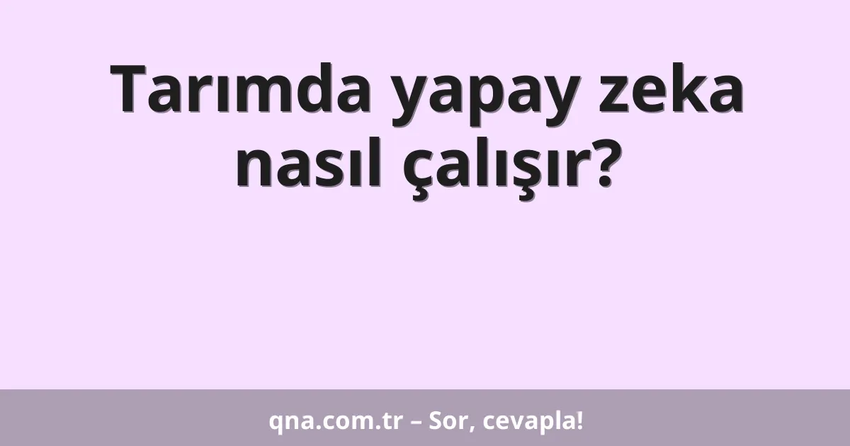 Tarımda yapay zeka nasıl çalışır?