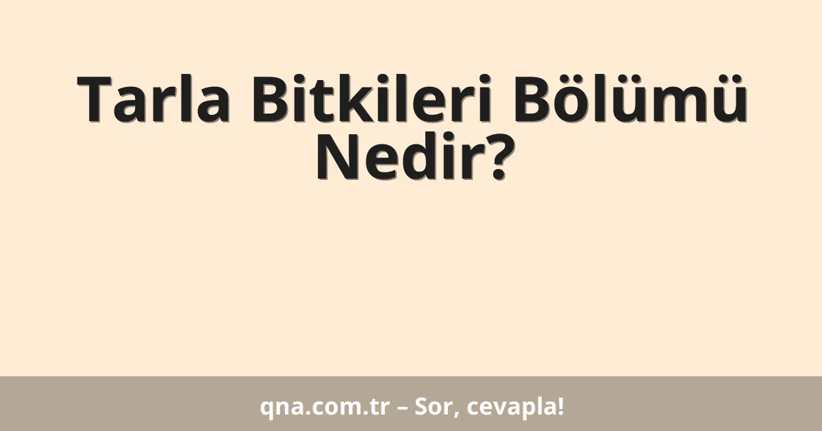 Tarla Bitkileri Bölümü Nedir?