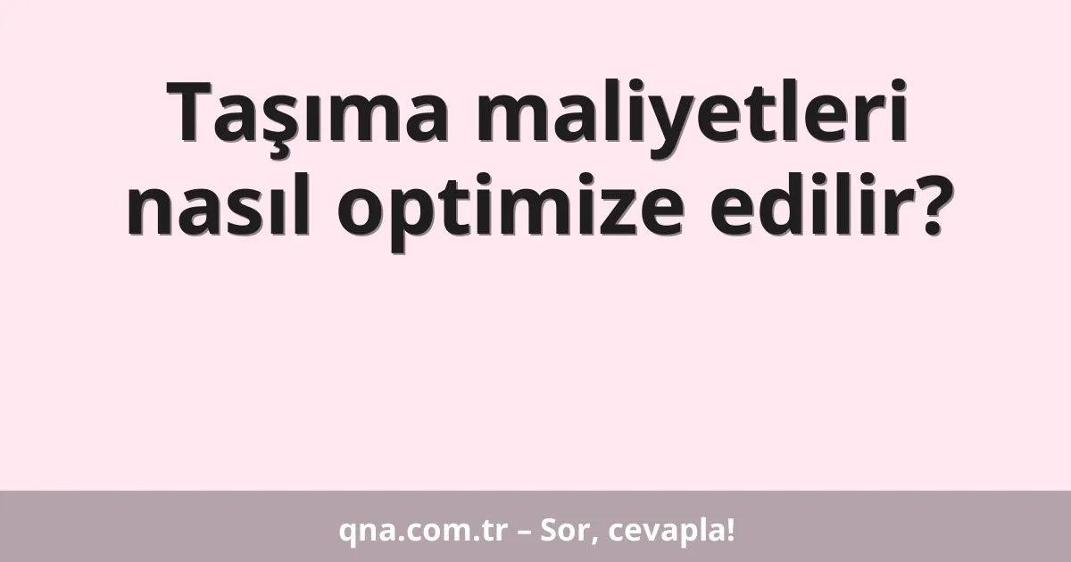 Taşıma maliyetleri nasıl optimize edilir?