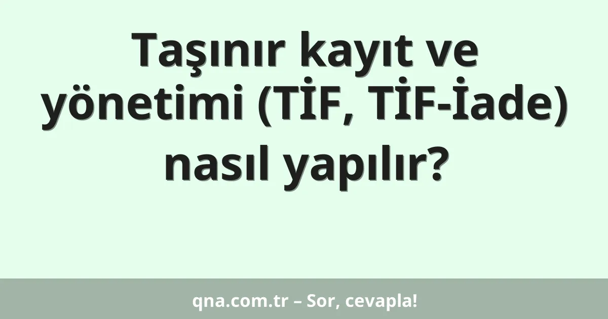 Taşınır kayıt ve yönetimi (TİF, TİF-İade) nasıl yapılır?
