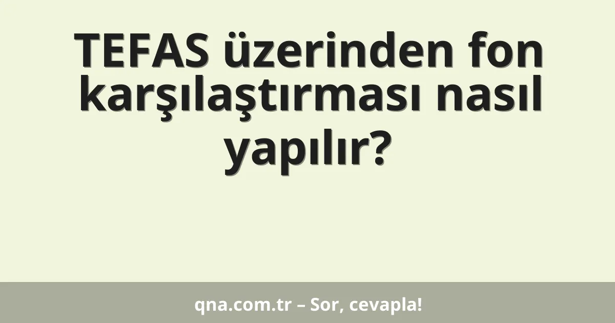 TEFAS üzerinden fon karşılaştırması nasıl yapılır?