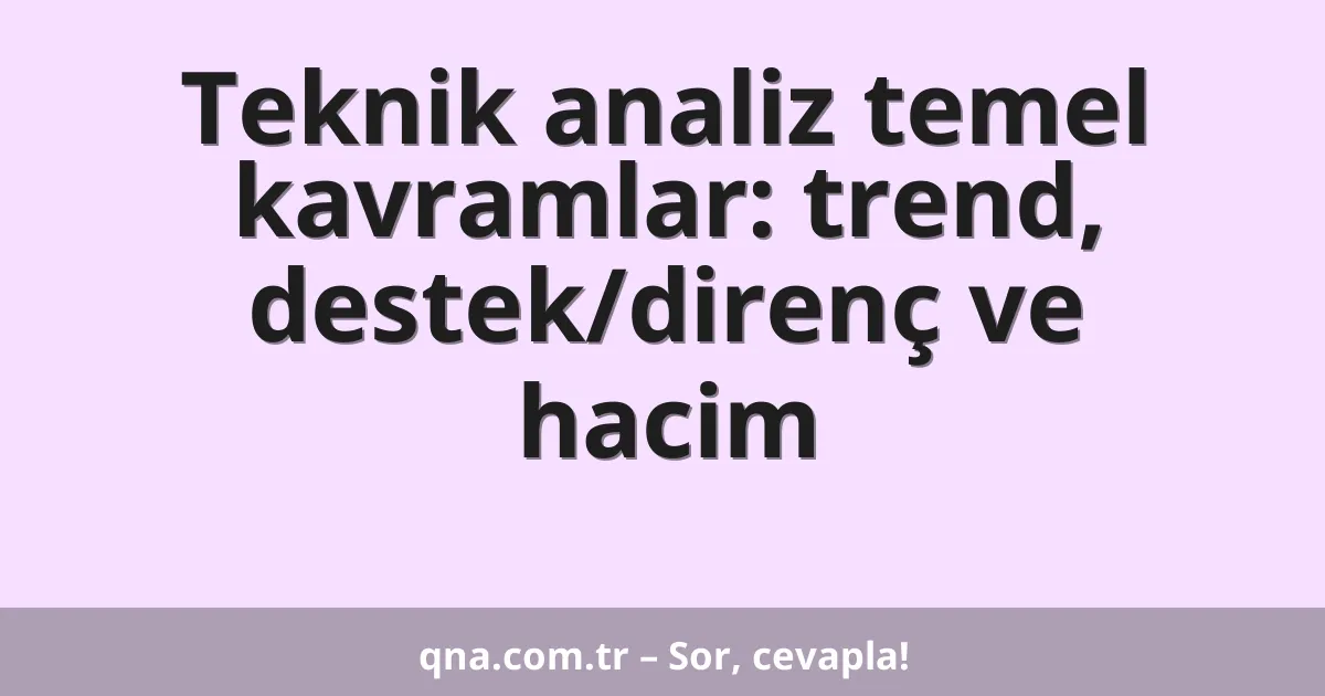 Teknik analiz temel kavramlar: trend, destek/direnç ve hacim