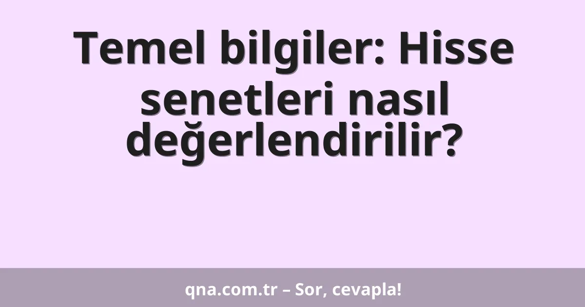 Temel bilgiler: Hisse senetleri nasıl değerlendirilir?