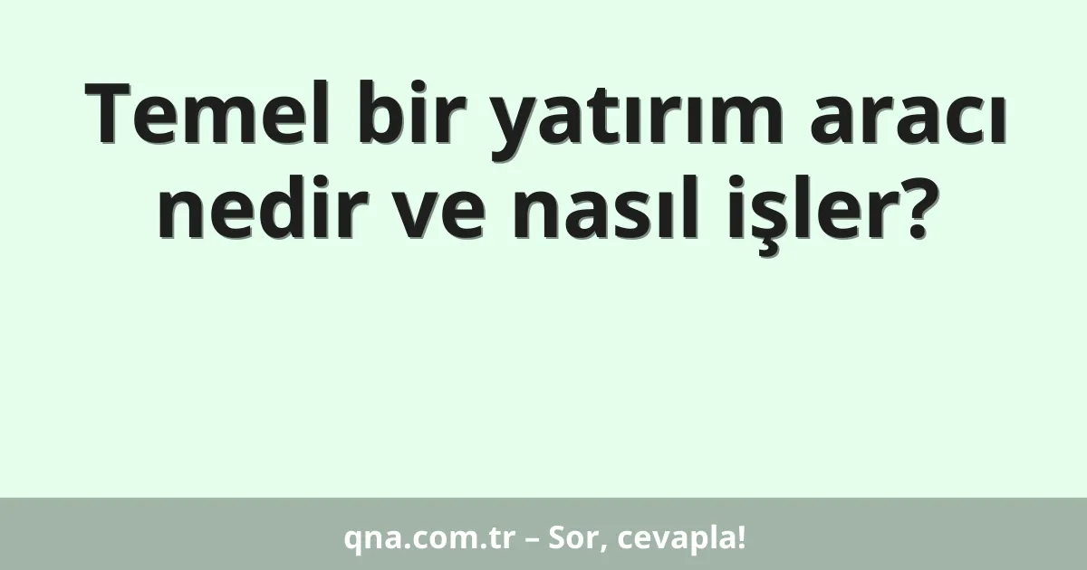 Temel bir yatırım aracı nedir ve nasıl işler?