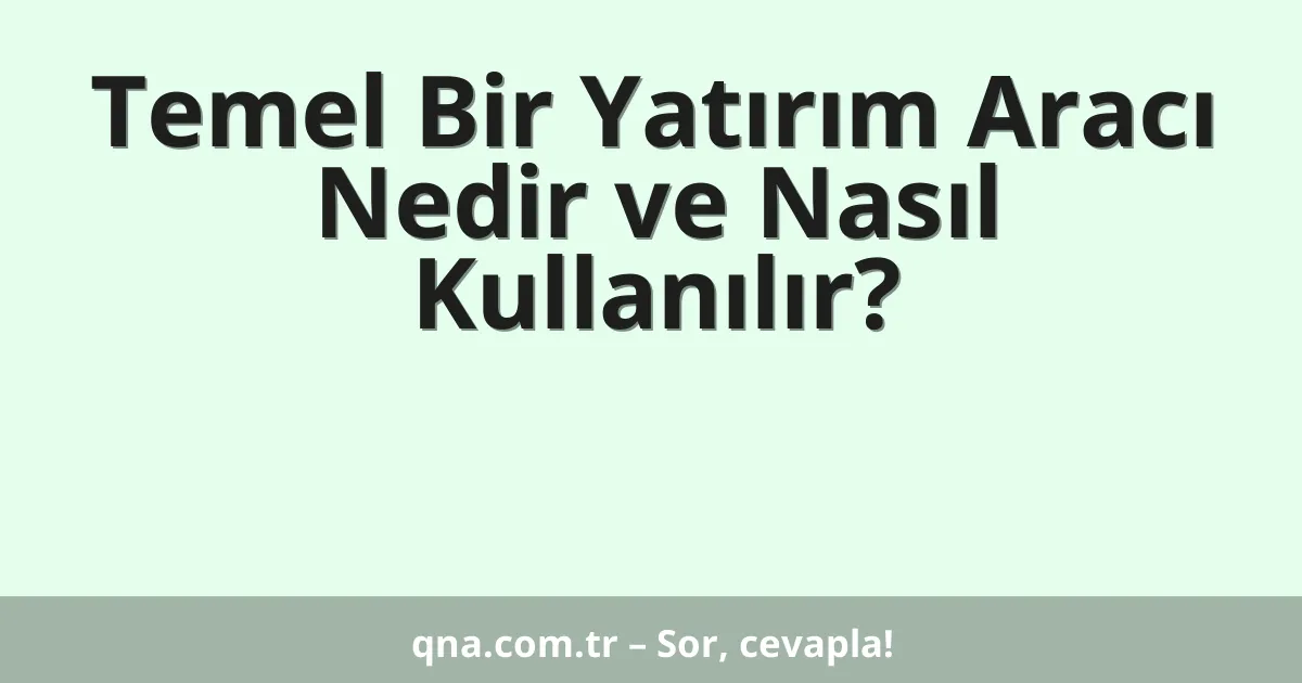 Temel Bir Yatırım Aracı Nedir ve Nasıl Kullanılır?
