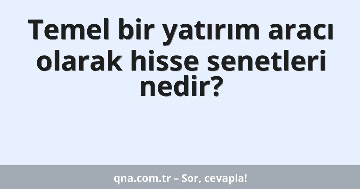 Temel bir yatırım aracı olarak hisse senetleri nedir?