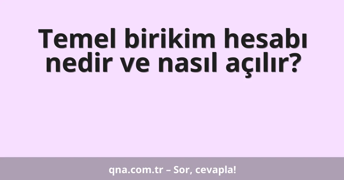 Temel birikim hesabı nedir ve nasıl açılır?