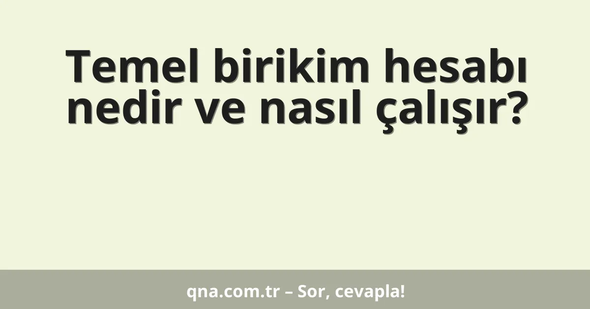 Temel birikim hesabı nedir ve nasıl çalışır?